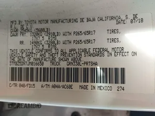 2018 Toyota Tacoma SR5 with VIN 3TMBZ5DN7JM016650, listed as a IAAI auction lot 41903835 with 105,123 mi miles and . Bid and sale history available at DreamBid. Image 9.