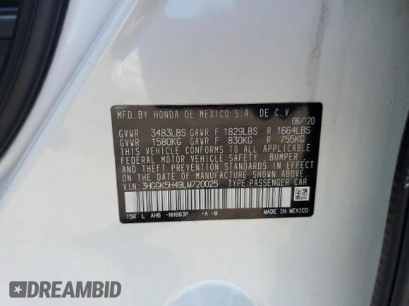 2020 Honda Fit LX with VIN 3HGGK5H49LM720025, listed as a Copart auction lot 52760585 with 140,762 mi miles and Salvage title. Bid and sale history available at DreamBid. Image 13.