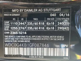 2016 Mercedes-Benz GLC with VIN WDC0G4KB1GF087846, listed as a Copart auction lot 36491613 with 50,589 mi miles. Bid and sale history available at carsss.com. Image 13.
