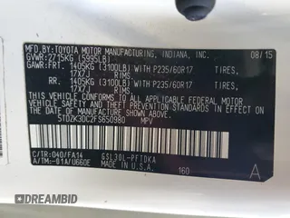 2015 Toyota Sienna L with VIN 5TDZK3DC2FS650980, listed as a Copart auction lot 54481385 with 270,983 mi miles and Clean Title. Bid and sale history available at carsss.com. Image 13.