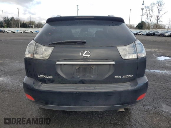 2006 Lexus RX 400h with VIN JTJHW31U960003649, listed as a Copart auction lot 48024085 with Not Provided miles and Salvage Title. Bid and sale history available at DreamBid. Image 6.