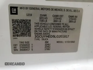 2020 Chevrolet Silverado 1500 High Country with VIN 3GCUYHED5LG201817, listed as a Copart auction lot 88457985 with 0 mi miles and Salvage Title. Bid and sale history available at carsss.com. Image 13.