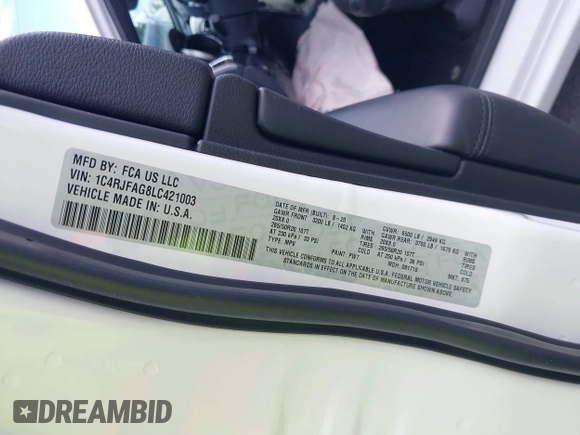 2020 Jeep Grand Cherokee Laredo E z VIN 1C4RJFAG8LC421003, wystawiony jako IAAI lot #42261449 z przebiegiem 36 224 mil mil oraz . Historia ofert i sprzedaży dostępna na DreamBid. Obrazek 9.