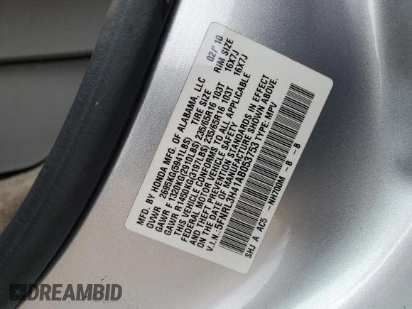 2010 Honda Odyssey EX with VIN 5FNRL3H41AB053753, listed as a Copart auction lot 47795955 with 221,395 mi miles and Clean Title. Bid and sale history available at carsss.com. Image 13.