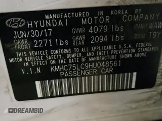 2017 Hyundai Ioniq SEL z VIN KMHC75LC9HU048561, wystawiony jako Copart lot #56254435 z przebiegiem 179 580 mil mil oraz Szkoda całkowita • Salvage title. Historia ofert i sprzedaży dostępna na DreamBid. Obrazek 12.