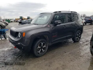 2019 Jeep Renegade Trailhawk z VIN ZACNJBC18KPK12447, wystawiony jako Copart lot #46142505 z przebiegiem Nie podano mil oraz Czysty tytuł • Clean title. Historia ofert i sprzedaży dostępna na DreamBid. Obrazek 1.