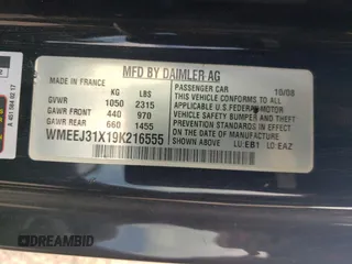 2009 Smart fortwo Pure with VIN WMEEJ31X19K216555, listed as a Copart auction lot 64412765 with 74,152 mi miles and Clean title. Bid and sale history available at DreamBid. Image 12.
