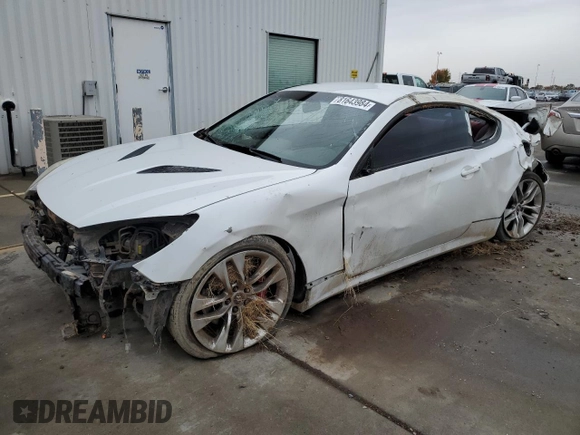 2013 Hyundai Genesis Coupe Track z VIN KMHHU6KJ7DU096333, wystawiony jako Copart lot #81643984 z przebiegiem Nie podano mil oraz Szkoda całkowita • Salvage title. Historia ofert i sprzedaży dostępna na DreamBid. Obrazek 1.