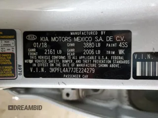 2018 Kia Forte LX with VIN 3KPFL4A77JE224279, listed as a Copart auction lot 47986725 with 144,124 mi miles and Salvage Title. Bid and sale history available at carsss.com. Image 14.