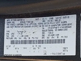 2015 Ford Fiesta SE with VIN 3FADP4EE1FM195949, listed as a IAAI auction lot 42122089 with Not Provided miles. Bid and sale history available at carsss.com. Image 9.