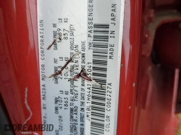 2010 Mazda 3 S Sport with VIN JM1BL1H64A1135041, listed as a Copart auction lot 49681895 with Not provided miles and Salvage title. Bid and sale history available at DreamBid. Image 12.