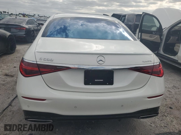 2023 Mercedes-Benz S-Class S 580 with VIN W1K6G7GB9PA222813, listed as a Copart auction lot 76539174 with 5,670 mi miles and Non Repairable. Bid and sale history available at carsss.com. Image 6.