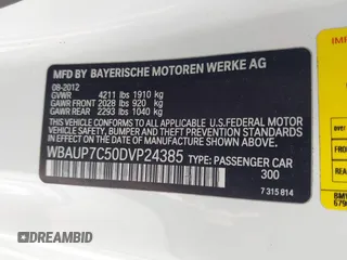 2013 BMW 1 Series 128i with VIN WBAUP7C50DVP24385, listed as a IAAI auction lot 41913737 with 46,217 mi miles and . Bid and sale history available at carsss.com. Image 9.