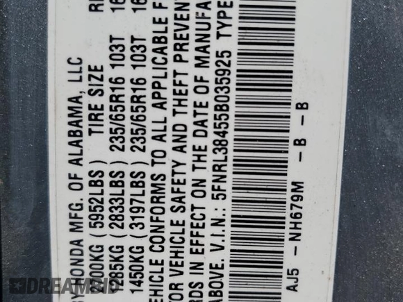 2005 Honda Odyssey EX with VIN 5FNRL38455B035925, listed as a Copart auction lot 51742315 with 213,322 mi miles and Clean Title. Bid and sale history available at carsss.com. Image 12.