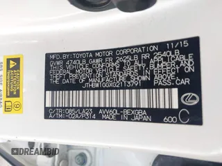 2016 Lexus ES 300h with VIN JTHBW1GGXG2113791, listed as a IAAI auction lot 41116740 with 188,974 mi miles and . Bid and sale history available at DreamBid. Image 9.
