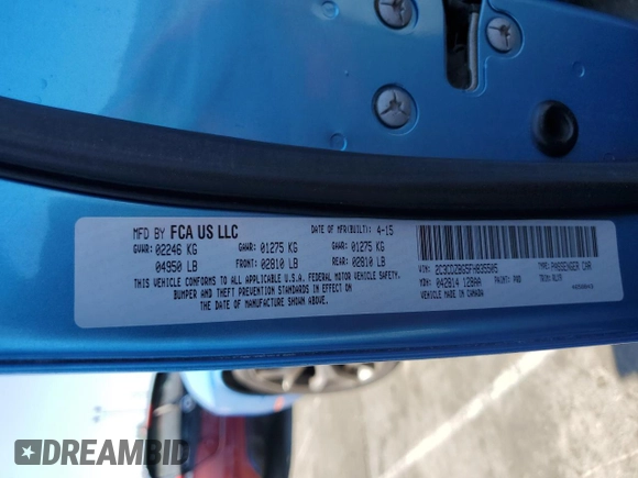 2015 Dodge Challenger SXT Plus with VIN 2C3CDZBG5FH835505, listed as a Copart auction lot 51276635 with 58,437 mi miles and Salvage title. Bid and sale history available at DreamBid. Image 13.
