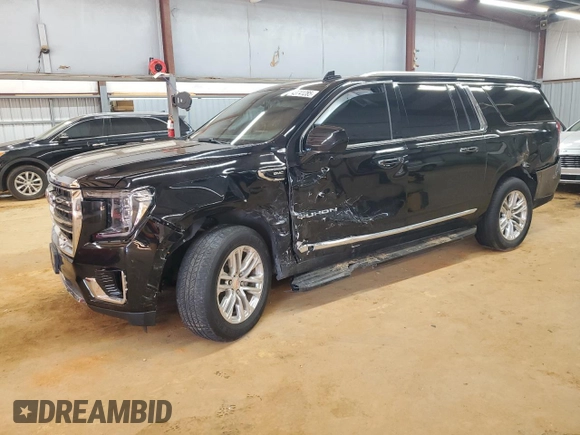 2021 GMC Yukon XL SLT with VIN 1GKS2GKD5MR361239, listed as a Copart auction lot 43741285 with 98,316 mi miles and Salvage Title. Bid and sale history available at carsss.com. Image 1.