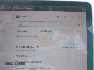 2018 Tesla Model 3 Long Range Battery with VIN 5YJ3E1EA8JF031683, listed as a IAAI auction lot 39275313 with 136,939 mi miles and . Bid and sale history available at DreamBid. Image 7.
