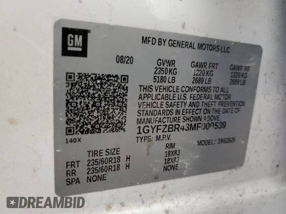 2021 Cadillac XT4 AWD Luxury with VIN 1GYFZBR43MF000539, listed as a Copart auction lot 41786565 with 69,543 mi miles and Salvage Title. Bid and sale history available at carsss.com. Image 15.
