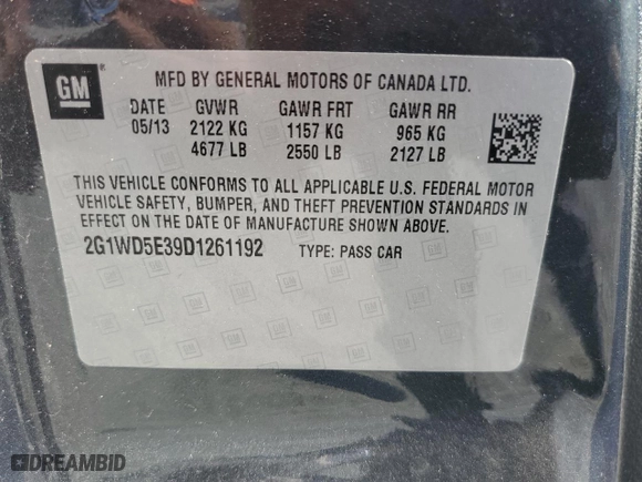 2013 Chevrolet Impala Police with VIN 2G1WD5E39D1261192, listed as a Copart auction lot 45577065 with NaN miles and Salvage Title. Bid and sale history available at carsss.com. Image 14.