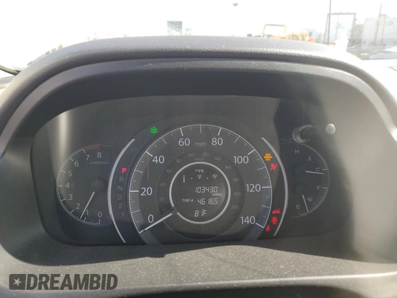 2012 Honda CR-V LX with VIN 5J6RM3H33CL019974, listed as a Copart auction lot 59207185 with 103,430 mi miles and Salvage title. Bid and sale history available at DreamBid. Image 9.