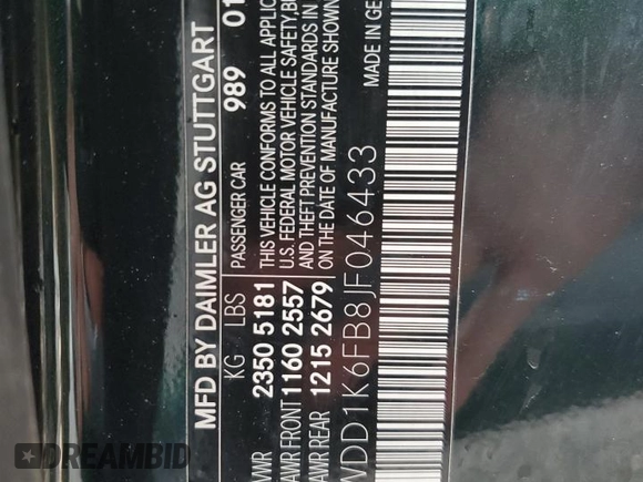 2018 Mercedes-Benz E-Class E 400 with VIN WDD1K6FB8JF046433, listed as a Copart auction lot 46194865 with 0 mi miles and Salvage Title. Bid and sale history available at carsss.com. Image 12.