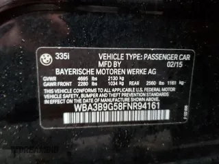 2015 BMW 3 Series 335i xDrive with VIN WBA3B9G58FNR94161, listed as a Copart auction lot 83384804 with 173,208 mi miles and Clean Title. Bid and sale history available at DreamBid. Image 12.