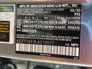 2020 Mercedes-Benz GLS with VIN 4JGFF5KE9LA219077, listed as a Copart auction lot 70903252 with 65,907 mi miles. Bid and sale history available at carsss.com. Image 16.