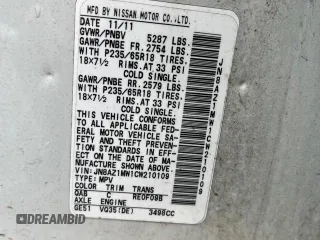 2012 Nissan Murano S with VIN JN8AZ1MW1CW210109, listed as a Copart auction lot 49190345 with 154,924 mi miles and Clean Title. Bid and sale history available at DreamBid. Image 10.