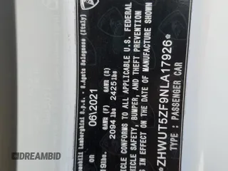 2022 Lamborghini Huracan z VIN ZHWUT5ZF9NLA17926, wystawiony jako Copart lot #83543394 z przebiegiem 5 830 mil mil oraz Szkoda całkowita • Salvage title. Historia ofert i sprzedaży dostępna na DreamBid. Obrazek 14.