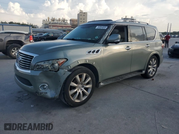2012 Infiniti QX56 7-passenger with VIN JN8AZ2NF7C9515536, listed as a Copart auction lot 54954855 with Not Provided miles and Salvage Title. Bid and sale history available at carsss.com. Image 1.