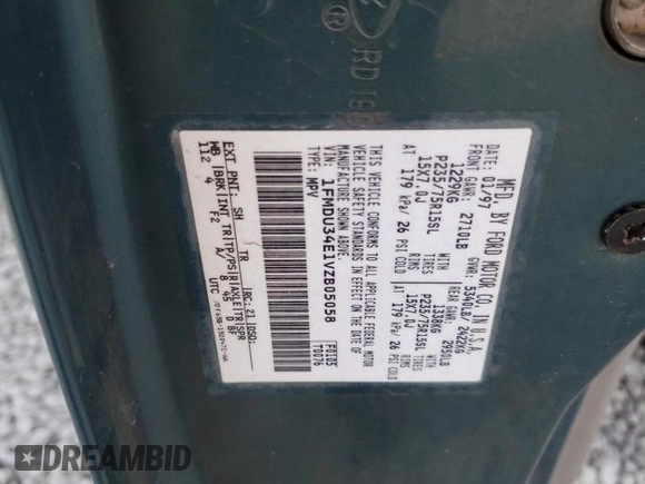 1997 Ford Explorer XL с VIN 1FMDU34E1VZB05058, выставлен на аукционе Copart как лот 42810265 с пробегом 176 960 миль миль и Списание • Salvage title. История ставок и продаж доступна на DreamBid. Изображение 13.