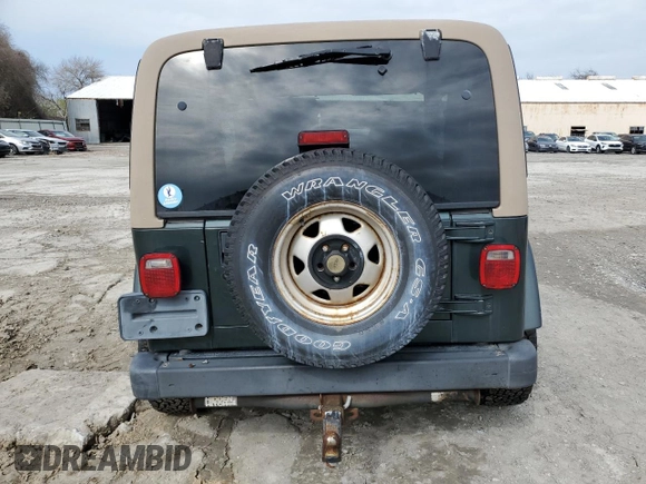 2002 Jeep Wrangler Sahara with VIN 1J4FA59S22P712913, listed as a Copart auction lot 43350115 with 86,320 mi miles and Salvage Title. Bid and sale history available at carsss.com. Image 6.