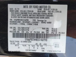 2019 Ford Mustang EcoBoost with VIN 1FA6P8TH4K5146998, listed as a IAAI auction lot 41849760 with 58,467 mi miles and . Bid and sale history available at carsss.com. Image 9.