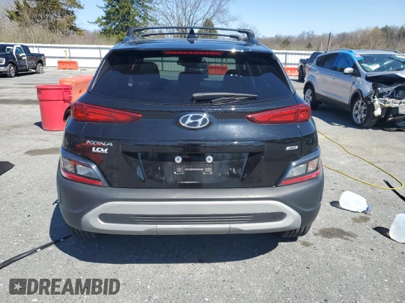 2022 Hyundai Kona SEL with VIN KM8K6CAB1NU922930, listed as a Copart auction lot 51410075 with 26,444 mi miles and Salvage Title. Bid and sale history available at carsss.com. Image 6.