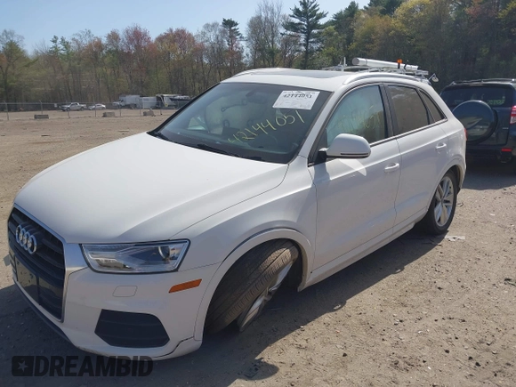2017 Audi Q3 Premium with VIN WA1ECCFS9HR005867, listed as a IAAI auction lot 42144051 with 87,552 mi miles and . Bid and sale history available at DreamBid. Image 2.