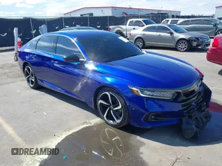 2021 Honda Accord Sport with VIN 1HGCV1F3XMA019551, listed as a IAAI auction lot 41810456 with 106,995 mi miles and . Bid and sale history available at DreamBid. Image 1.
