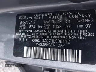 2017 Hyundai Accent SE with VIN KMHCT4AE7HU308112, listed as a IAAI auction lot 41481047 with 74,896 mi miles and . Bid and sale history available at carsss.com. Image 9.