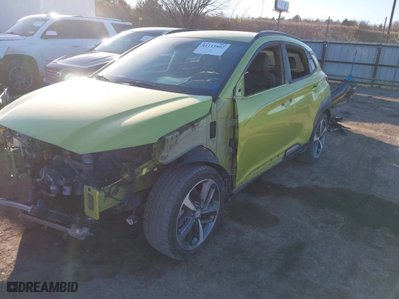 2019 Hyundai Kona Limited with VIN KM8K3CA54KU275423, listed as a IAAI auction lot 41113802 with 87,196 mi miles. Bid and sale history available at carsss.com. Image 2.
