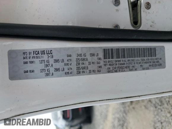 2019 Jeep Cherokee Limited z VIN 1C4PJMDN5KD148701, wystawiony jako Copart lot #56031085 z przebiegiem 118 988 mil mil oraz Szkoda całkowita • Salvage title. Historia ofert i sprzedaży dostępna na DreamBid. Obrazek 12.
