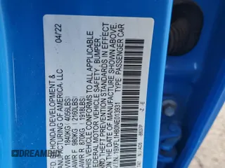 2022 Honda Civic Sport Touring z VIN 19XFL1H80NE013931, wystawiony jako Copart lot #57384615 z przebiegiem 19 112 mil mil oraz Szkoda całkowita • Salvage title. Historia ofert i sprzedaży dostępna na DreamBid. Obrazek 12.