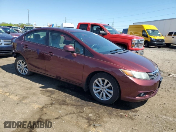 2012 Honda Civic EX with VIN 19XFB2F85CE034458, listed as a Copart auction lot 56599745 with 168,786 mi miles and Clean Title. Bid and sale history available at DreamBid. Image 4.