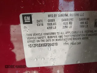 2016 Chevrolet Malibu LT with VIN 1G1ZF5SX6GF264319, listed as a IAAI auction lot 42072210 with 77,560 mi miles and . Bid and sale history available at DreamBid. Image 9.