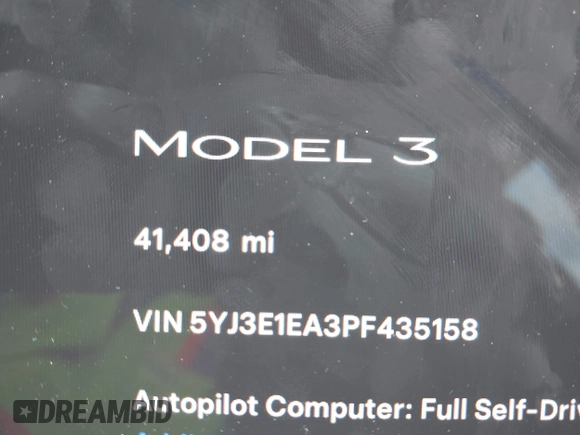 2023 Tesla Model 3 z VIN 5YJ3E1EA3PF435158, wystawiony jako IAAI lot #42356031 z przebiegiem 41 408 mil mil oraz . Historia ofert i sprzedaży dostępna na DreamBid. Obrazek 15.
