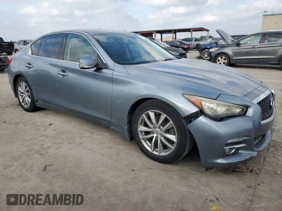 2014 Infiniti Q50 Sport with VIN JN1BV7AP1EM680931, listed as a Copart auction lot 44431595 with Not Provided miles and Salvage Title. Bid and sale history available at DreamBid. Image 4.