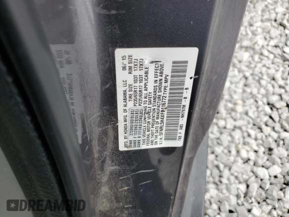 2015 Honda Odyssey EX with VIN 5FNRL5H4XFB116772, listed as a Copart auction lot 51952915 with 192,554 mi miles and Salvage Title. Bid and sale history available at DreamBid. Image 15.