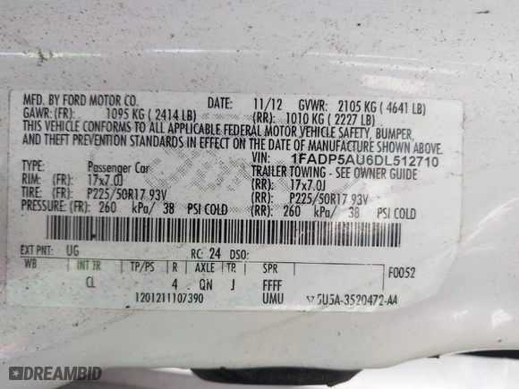 2013 Ford C-Max Hybrid SE with VIN 1FADP5AU6DL512710, listed as a IAAI auction lot 41756645 with 191,578 mi miles. Bid and sale history available at carsss.com. Image 9.