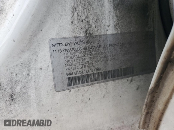 2014 Audi A4 Premium с VIN WAUBFAFL1EA071768, выставлен на аукционе Copart как лот 60594385 с пробегом 157 872 миль миль и Чистый • Clean title. История ставок и продаж доступна на DreamBid. Изображение 12.