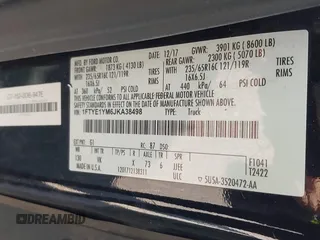 2018 Ford Transit with VIN 1FTYE1YM6JKA38498, listed as a IAAI auction lot 42522740 with 117,220 mi miles and . Bid and sale history available at DreamBid. Image 9.