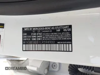 2020 Mercedes-Benz C 300 z VIN W1KWF8EB1LR594900, wystawiony jako IAAI lot #42076701 z przebiegiem 45 444 mil mil oraz . Historia ofert i sprzedaży dostępna na DreamBid. Obrazek 9.